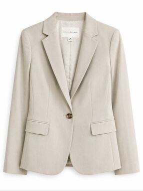 Banana Republic Petite Wool Blend Blazer Taupe Slim Fit Tailored 8P